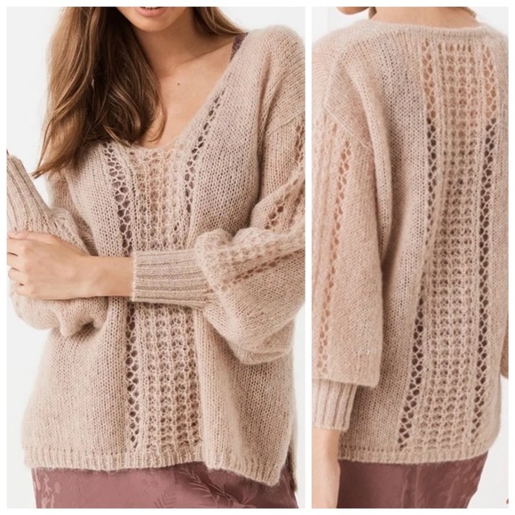 Spell Sweaters - Spell & The Gypsy Collective Stone Knit V-Neck Relaxed Fit Jumper Sweater M/L